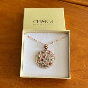 NWOT Rose Gold Multicolor Gem Necklace
